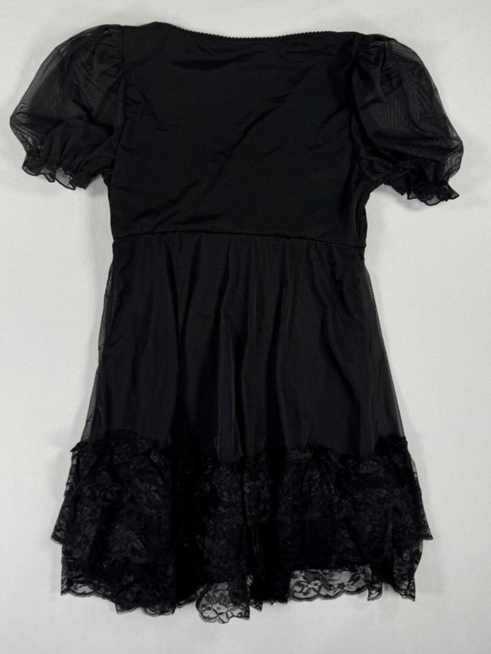 NWT Dolls Kill Widow Mini Dress Black Lined Lace Trim Corset Goth Witchy Large - Picture 3 of 14